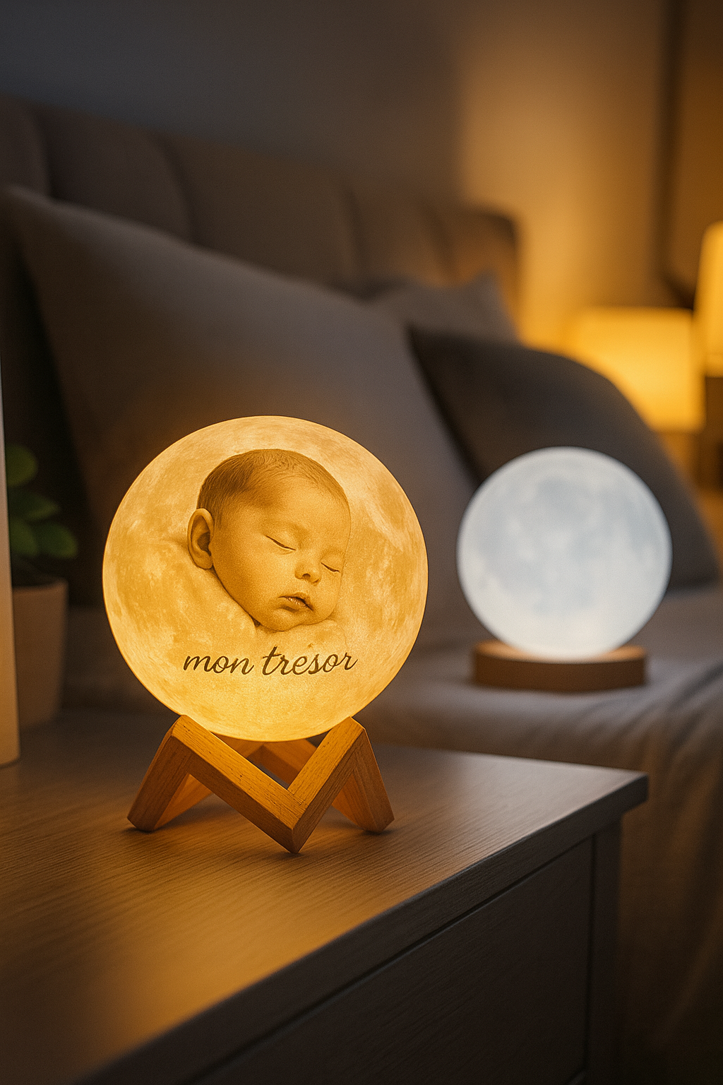 LAMPE LUNE 3D PERSONNALISABLE AVEC PHOTO ET TEXTE