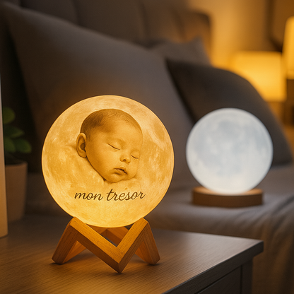 LAMPE LUNE 3D PERSONNALISABLE AVEC PHOTO ET TEXTE