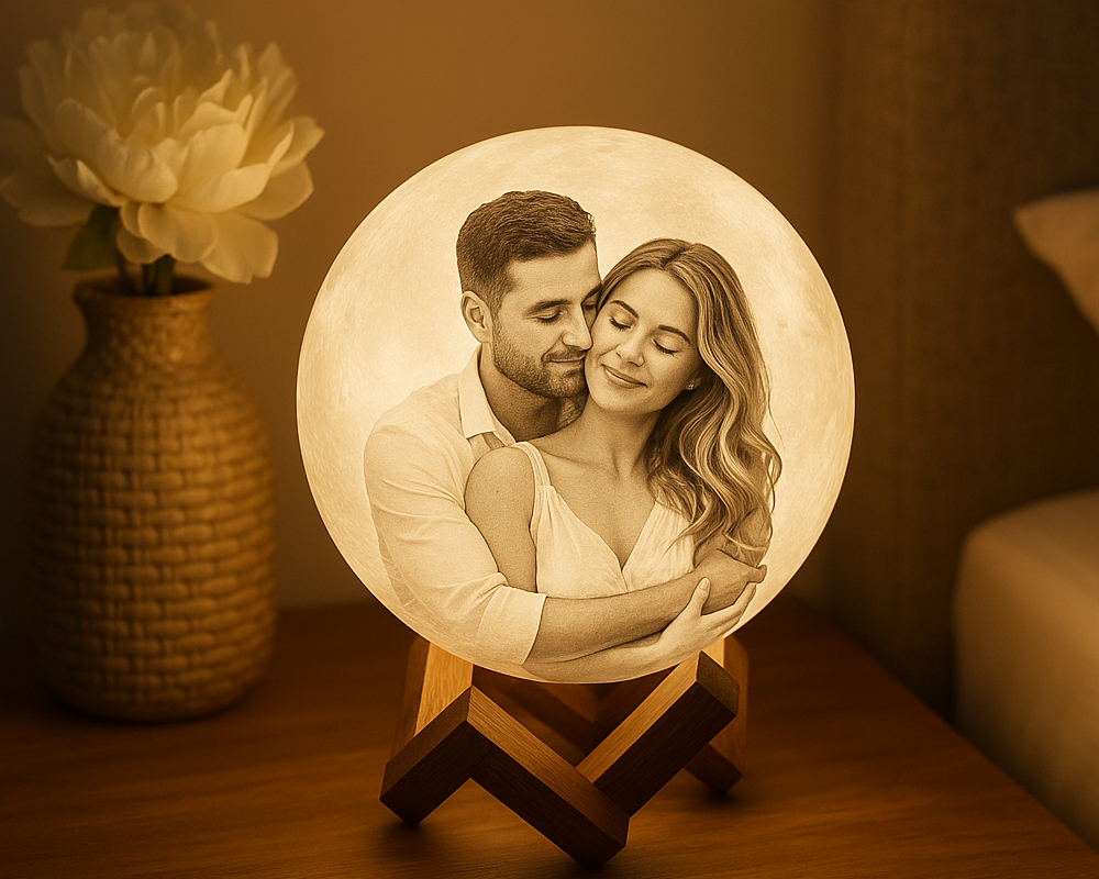 LAMPE LUNE 3D PERSONNALISABLE AVEC PHOTO ET TEXTE